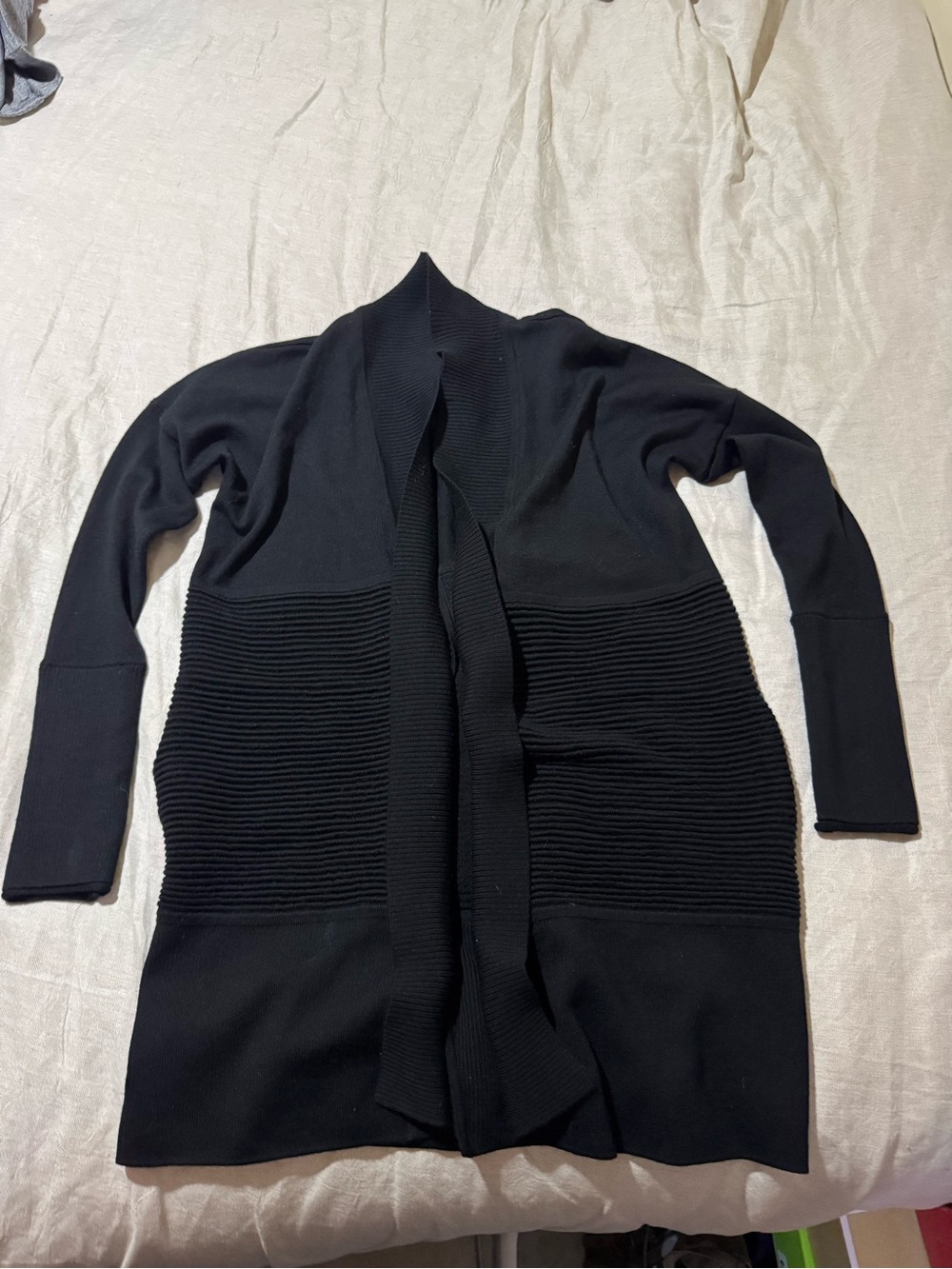 Lululemon Sit In Lotus Wrap II Black Merino Wool Meditation Cardigan Size 2